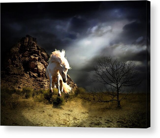 Animal Acrylic Print featuring the digital art Spring In His Step by Davandra Cribbie