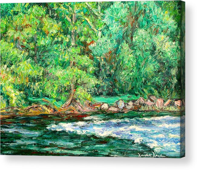 Rapids Acrylic Print featuring the painting Spring Rapids on the New River by Kendall Kessler