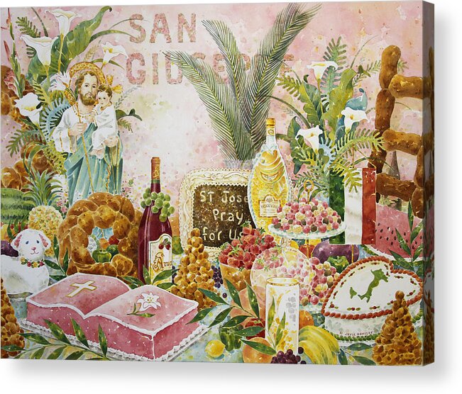 New Orleans Acrylic Print featuring the painting St. Joseph's Altar in Pink by Joyce Hensley