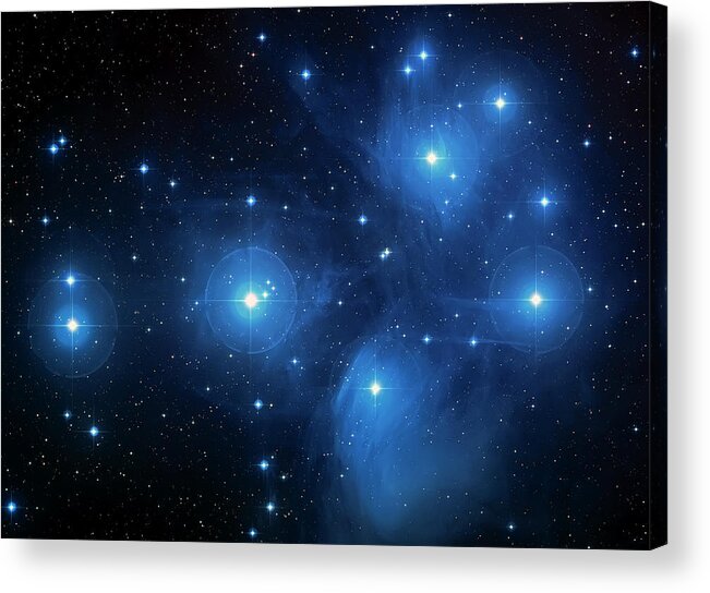 Nasa Images Acrylic Print featuring the photograph Star Cluster Pleiades Seven Sisters by Jennifer Rondinelli Reilly - Fine Art Photography