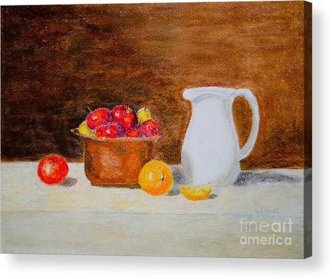 Apple Acrylic Print featuring the pastel Still Life Apples and Oranges by Laurel Best