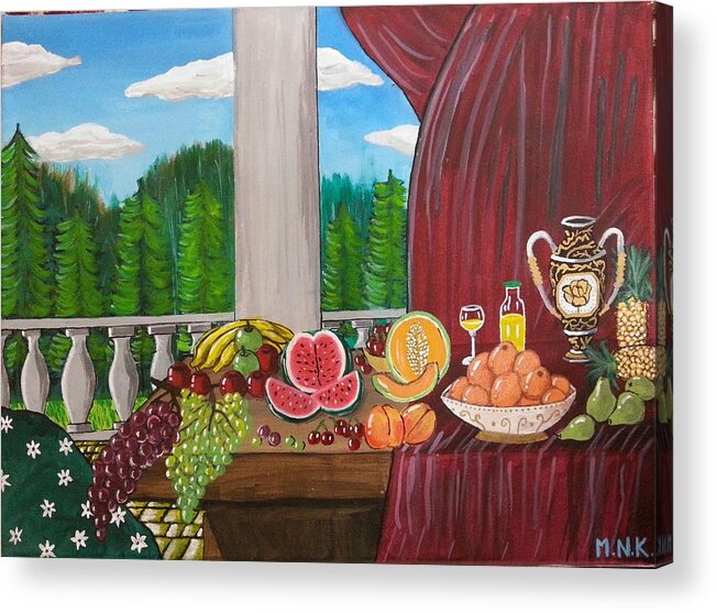 Still Life Acrylic Print featuring the painting Still Life Fruits by Mehveen Khan