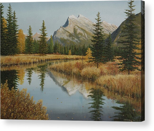 Jake Vandenbrink Acrylic Print featuring the painting Still Water Reflections by Jake Vandenbrink