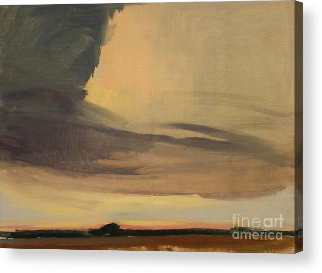 Sky Acrylic Print featuring the painting Storm Clouds and Sunset 1940 by Art By Tolpo Collection