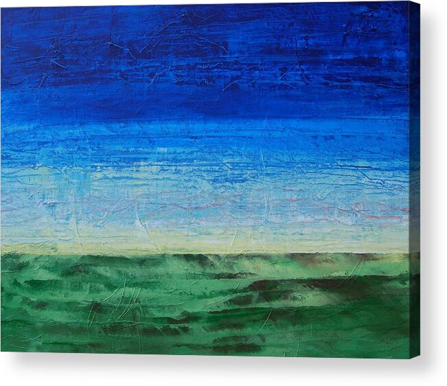 Blue Acrylic Print featuring the painting Study of Earth and Sky by Linda Bailey