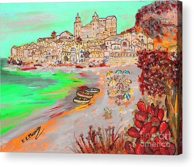 Drawing Acrylic Print featuring the painting Summertime in Cefalu' by Loredana Messina