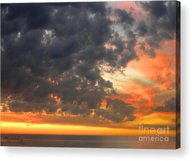 Sunset Acrylic Print featuring the photograph Sunset and Clouds by Mariarosa Rockefeller