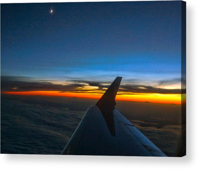 Sunset Acrylic Print featuring the photograph Sunset at thirty thousand Feet by Ron Roberts