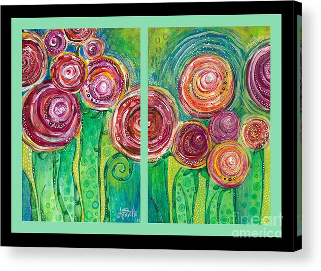 Floral Acrylic Print featuring the painting Sunshine Lollipops and Rainbows by Tanielle Childers