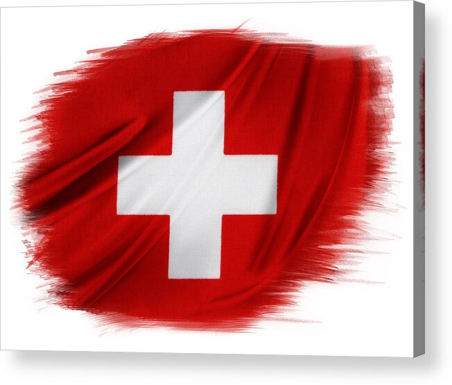 Swiss Acrylic Print featuring the photograph Swiss flag by Les Cunliffe