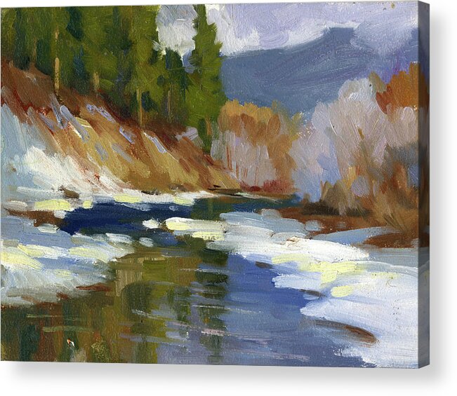 Teanaway River Acrylic Print featuring the painting Teanaway River by Diane McClary