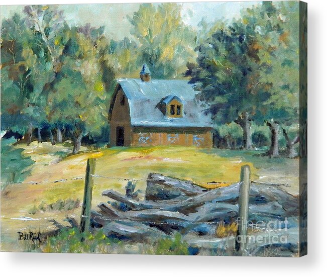 Landscape Painting Acrylic Print featuring the painting The Blue Barn by William Reed