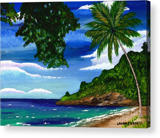 Landscape Acrylic Print featuring the painting The Coconut Tree by Laura Forde