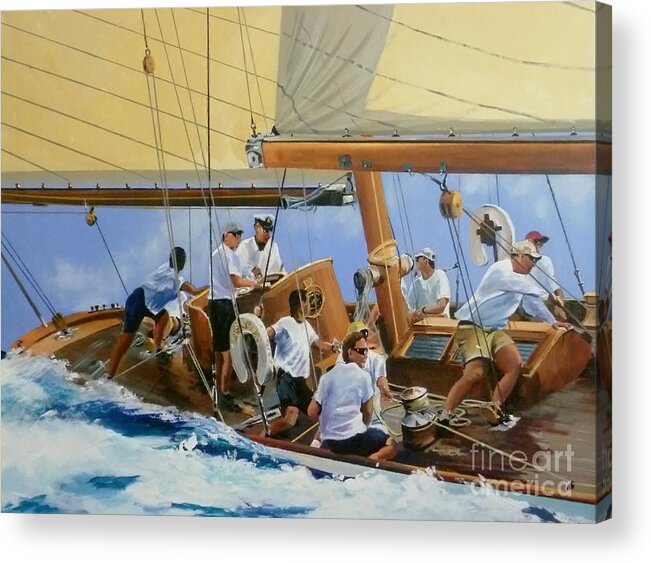 Yachts Acrylic Print featuring the painting The Crew by Terence R Rogers