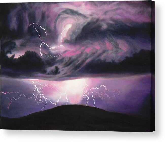 Lightning Storm Acrylic Print featuring the painting The Darkest Day by Anastasia Savage Ealy
