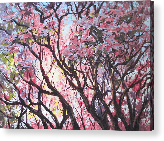 Tree Acrylic Print featuring the painting The Dogwood Tree by Karen Ilari