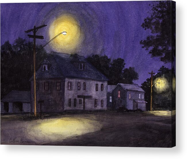 Nocturnes Acrylic Print featuring the painting The Erie Inn by Arthur Barnes