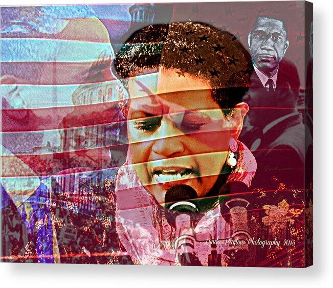 Barack Obama Acrylic Print featuring the digital art The Invocation by Lynda Payton