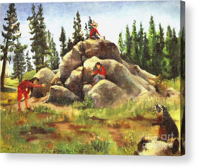 Boulder Acrylic Print featuring the painting The Marmot Palace by Art By Tolpo Collection