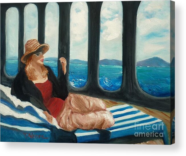 Cruise Acrylic Print featuring the painting The Sea Princess - original SOLD by Therese Alcorn