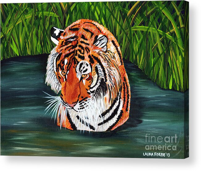 Tiger Acrylic Print featuring the painting The Stare by Laura Forde