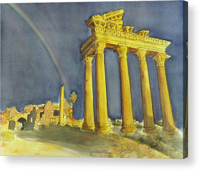 Architecture Acrylic Print featuring the painting The Temple of Apollo by Henrieta Maneva