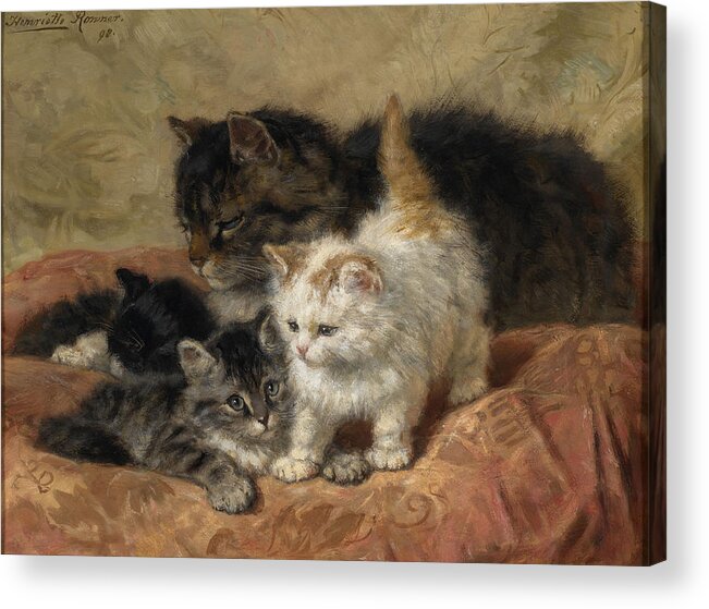Henriette Ronner-knip Acrylic Print featuring the painting The Three Little Kittens by MotionAge Designs