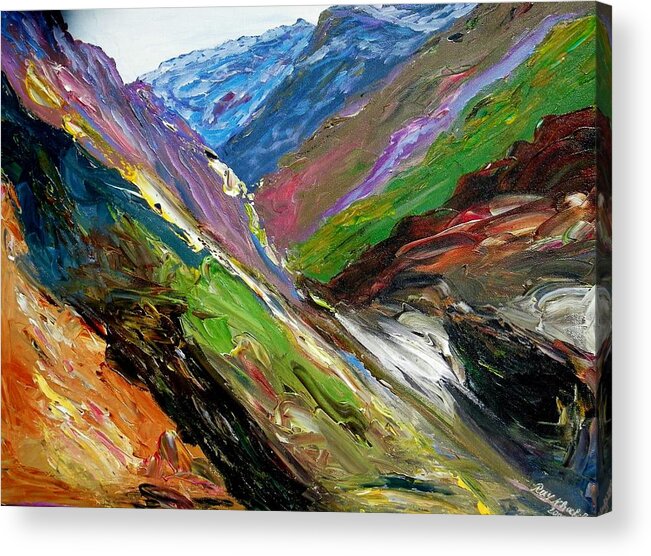 Landscape Acrylic Print featuring the painting The Valley by Ray Khalife