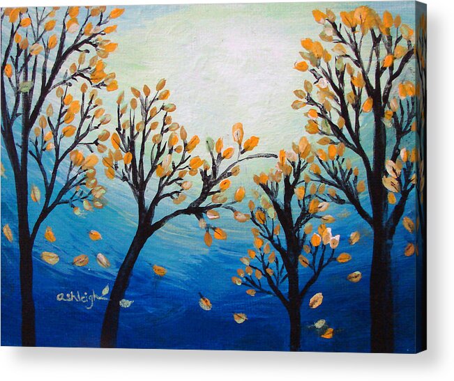 Blue Acrylic Print featuring the painting There Is Calmness In The Gentle Breeze by Ashleigh Dyan Bayer