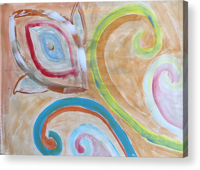 Spiral Floral Work With Strokes Of Acrylic Acrylic Print featuring the painting Thought by Sonali Gangane
