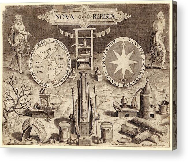 Nova Reperta Acrylic Print featuring the photograph Title Page Of 'nova Reperta' by Library Of Congress, Geography And Map Division/science Photo Library