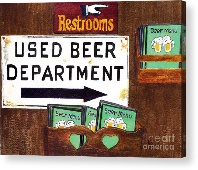 Beer Acrylic Print featuring the painting Too Many Suds by Karen Fleschler