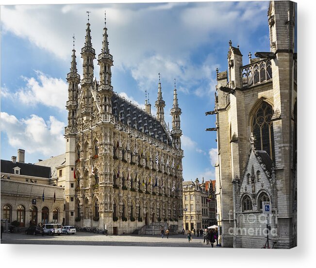 Architecture Acrylic Print featuring the photograph Town Hall Leuven Belgium by Frank Bach