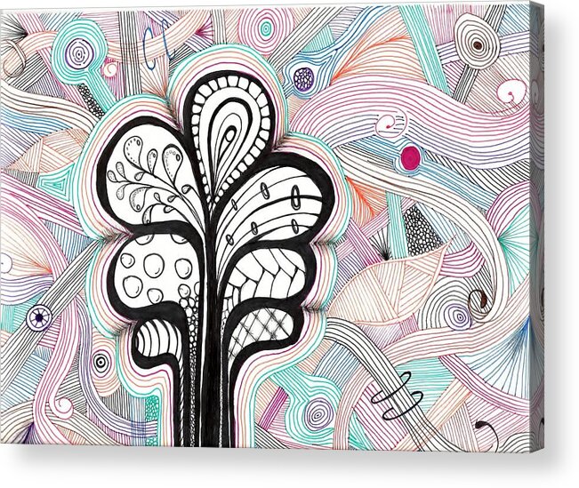 Doodle Acrylic Print featuring the drawing Trippy Trees by Lori Thompson