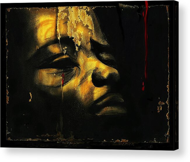 Africa Acrylic Print featuring the mixed media Troubled African by Hartmut Jager