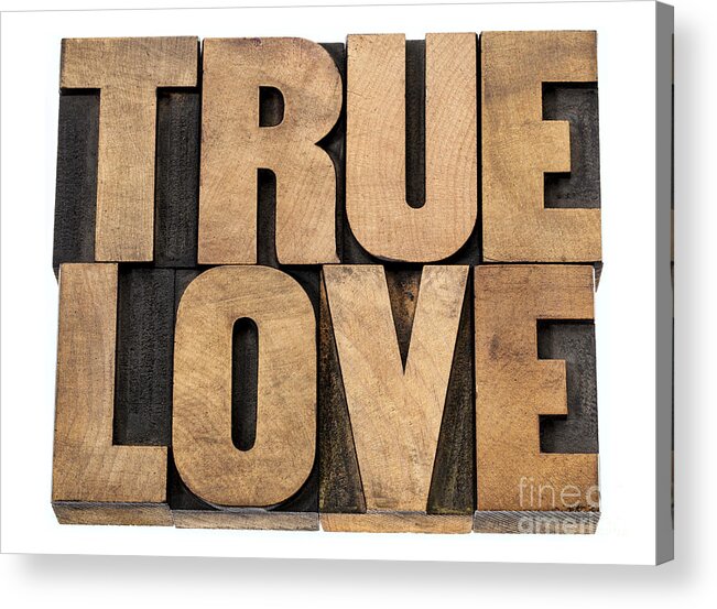 Emotion Acrylic Print featuring the photograph True Love In Wood Type by Marek Uliasz