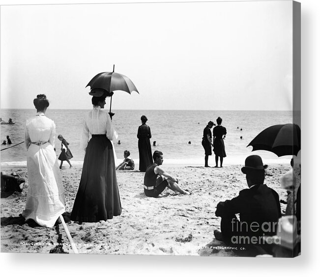 Black And White Acrylic Print featuring the photograph Turn of the Century Palm Beach by LOC Science Source 