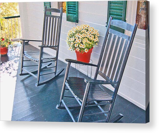 Rocking Chairs Acrylic Print featuring the photograph Two Rockers by Edward Shmunes