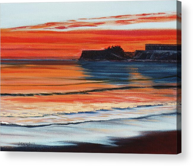 Beach Acrylic Print featuring the painting UCSB at sunset by Jeffrey Campbell