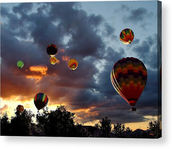 Hot Air Balloons Acrylic Print featuring the photograph Up Up and Away - Hot Air Balloons by Glenn McCarthy Art and Photography
