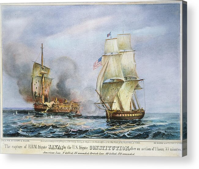 1812 Acrylic Print featuring the painting USS Constitution Battle by Granger