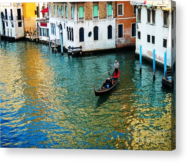 Water Canal Acrylic Print featuring the photograph Venetian Gondola by Phillip Allen