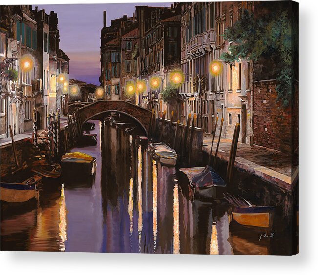 Venice Acrylic Print featuring the painting crepuscolo a Venezia by Guido Borelli