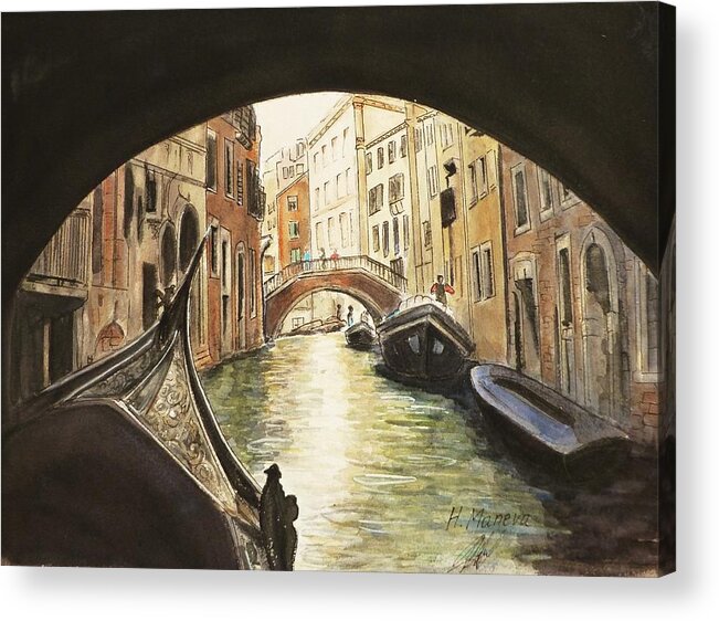 Architecture Acrylic Print featuring the painting Venice II by Henrieta Maneva