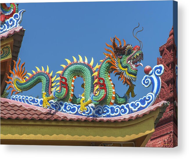 Temple Acrylic Print featuring the photograph Wat Bang Phueng King Taksin Shrine Dragon Roof DTHB1883 by Gerry Gantt