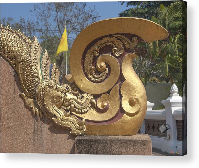 Scenic Acrylic Print featuring the photograph Wat Chedi Liem Phra Ubosot Makara and Stylized Naga DTHCM0838 by Gerry Gantt