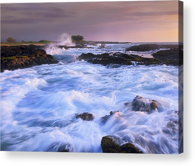 Feb0514 Acrylic Print featuring the photograph Waves And Surf At Wawaloli Beach Hawaii by Tim Fitzharris