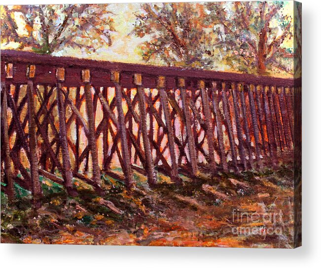 Waltham Acrylic Print featuring the painting Wednesday at the Railroad Bridge by Rita Brown