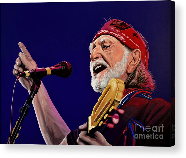 Willie Nelson Acrylic Print featuring the painting Willie Nelson by Paul Meijering