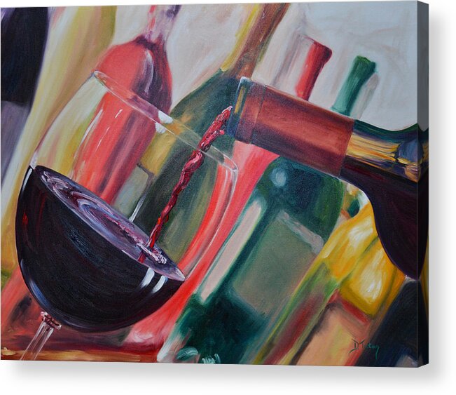 Wine Acrylic Print featuring the painting Wine Pour III by Donna Tuten
